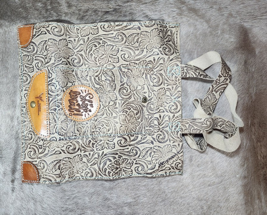 Large Leather Rollup Shopping Bag