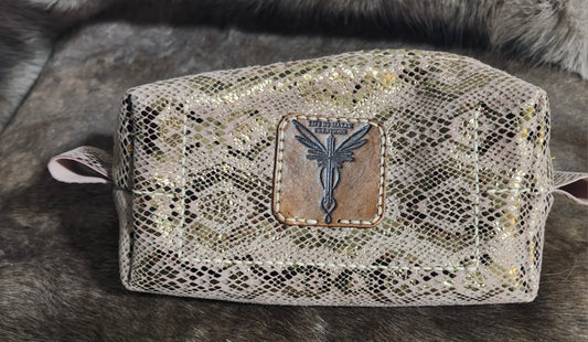 Snakeskin Pattern Leather Makeup Bag