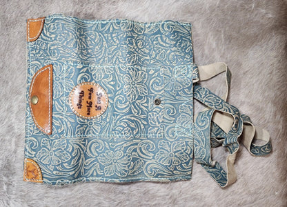 Small Leather Rollup Shopping Bag
